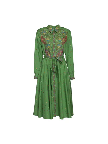 Sukienka koszulowa Kenzo w kwiatki zielona