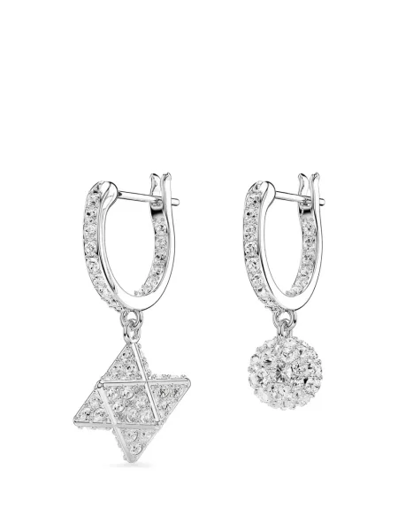 Cercei Swarovski cu imprimeu geometric argintiu