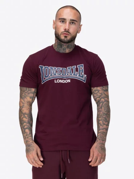 LONSDALE Marškinėliai Dukinfield tamsiai mėlyna jūros / vyšninė balta