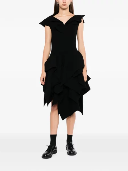 Rochie Yohji Yamamoto drapată de flanelă negru