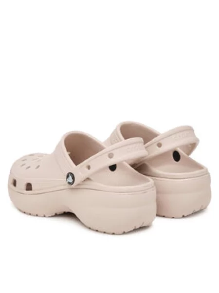 Klasické pantofle Crocs na platformě béžové
