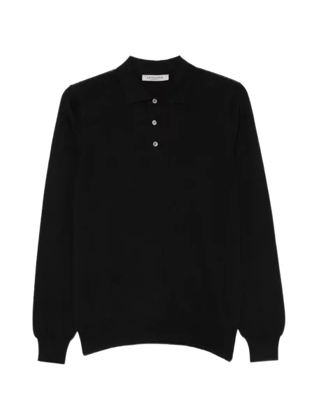 Lung tricou polo Fileria negru