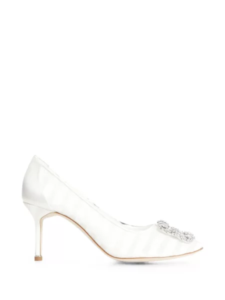 Pantofi cu toc Manolo Blahnik cu cataramă alb