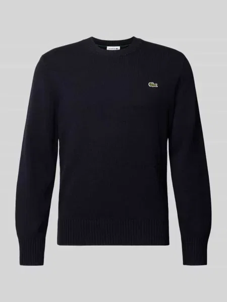 Bluza Lacoste wełniana z długim rękawem niebieska