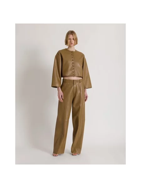 Kurtka skórzana Alberta Ferretti żółta