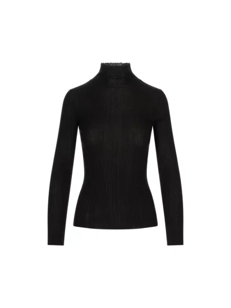 Lniany sweter z golfem Agnona czarny