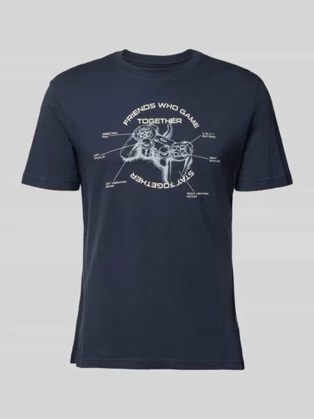 T-shirt o kroju regular fit z nadrukiem z motywem model ‘Klements’ Blend granatowa
