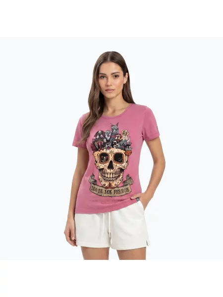 Tricou pentru femei Pitbull Dia De Los Perros washed pink roz