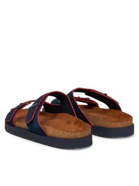 Šľapky Tommy Hilfiger Cork Adjustable Suede Sandal Tmavomodrá