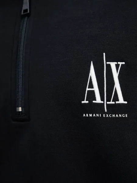 Hanorac cu fermoar Armani Exchange cu autograf negru
