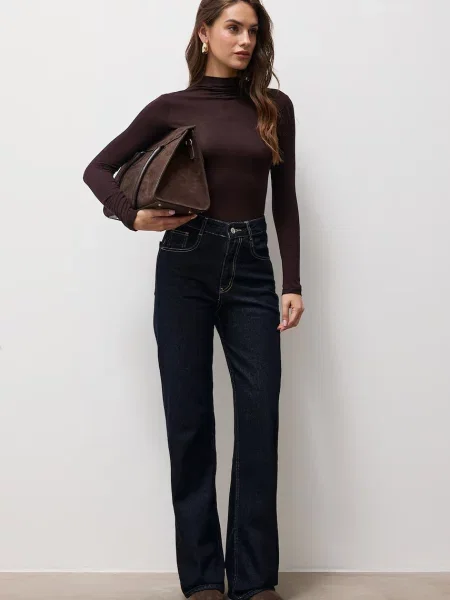 Answear.LAB jeansy straight granatowe