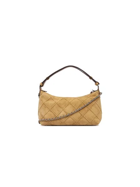 Torbica Tory Burch Fleming Suede Pochette Krem bež