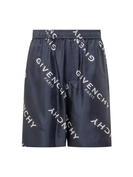 Lniane bermudy Givenchy z nadrukiem niebieskie
