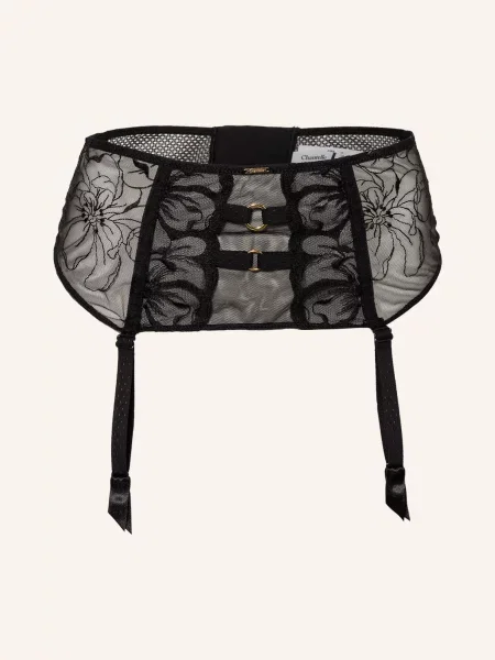 Chantelle Pasy Do Pończoch Fleurs schwarz czarny