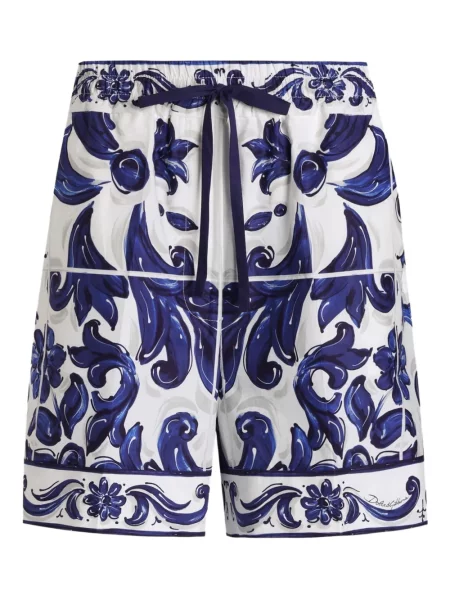 Pantaloni scurți Dolce & Gabbana cu imagine din poplin albastru