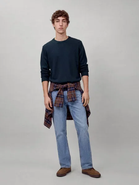 Sweter basic z grubej dzianiny Teen L MANGO TEEN granatowy