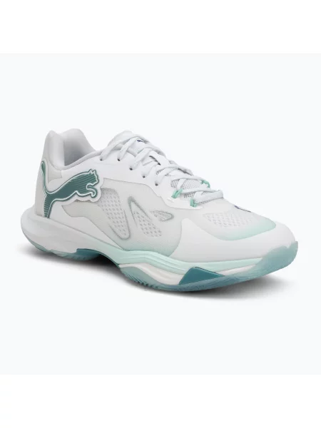 Încălțăminte de handbal pentru femei PUMA Vantage Nitro Game On puma white/baltic blue/fresh water alb