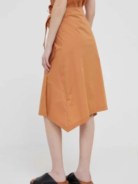 Спідниця Dkny midi розкльошена коричневий