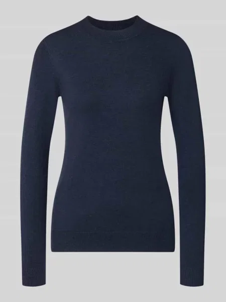 Sweter z dzianiny o kroju slim fit z elastycznymi wykończeniami Christian Berg Woman granatowy