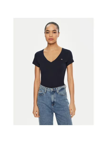 Tommy Jeans T-Shirt Σκούρο Slim Fit μπλε