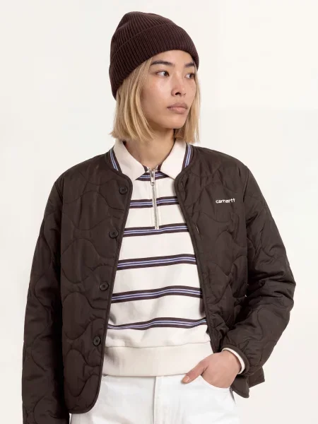 Carhartt Wip Prošívaná Bunda Skye Liner tmavě hnědá