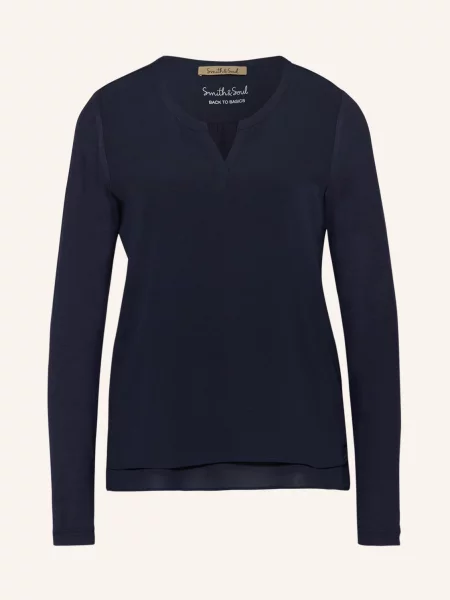 Smith & Soul Halenka Ze Směsi Materiálů tmavě modrá