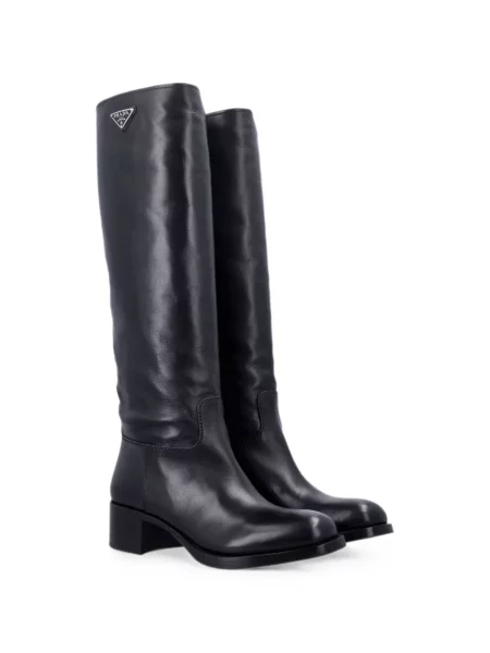 Botine Prada din piele cu autograf negru