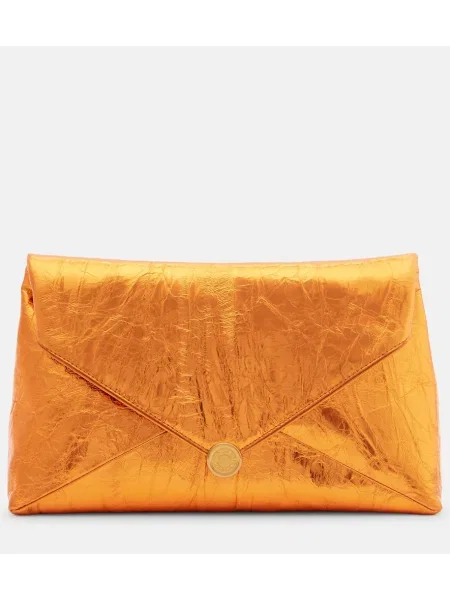 Кожена чанта тип портмоне Dries Van Noten оранжево