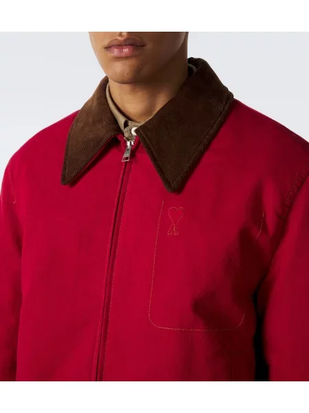 Geacă de blugi Ami Paris de catifea cord roșu