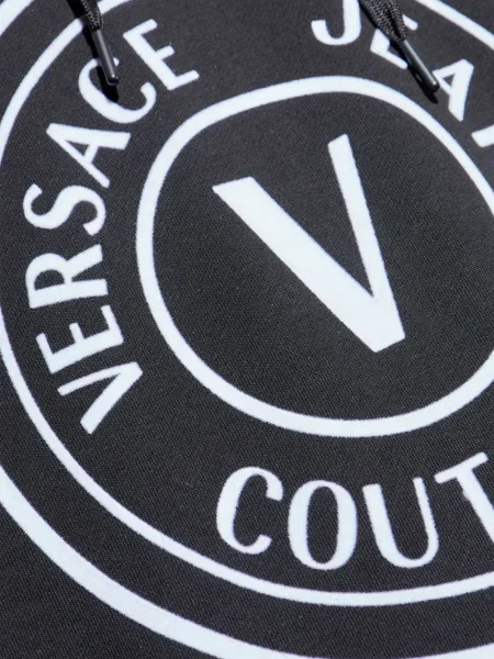 Суичър с качулка Versace Jeans Couture с принт черно