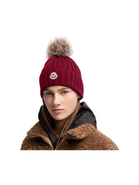Czapka Moncler wełniana różowa