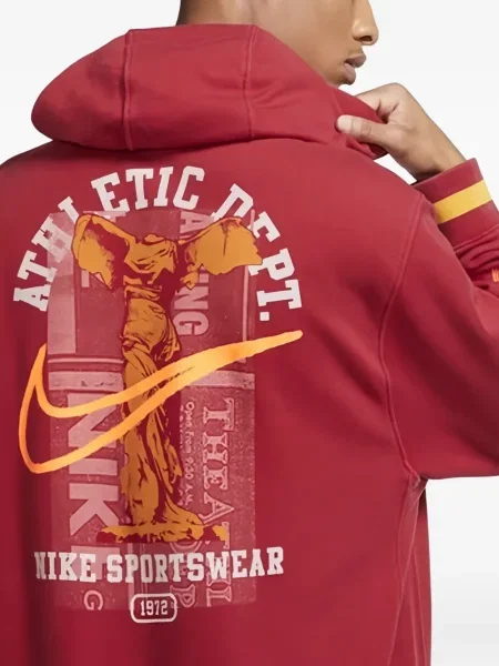 Geacă parka Nike alergare din fleece roșu