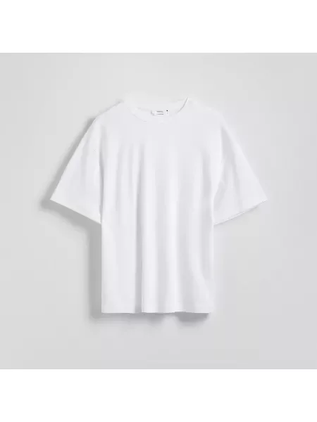 Reserved Oversize tričko z marcerované bavlny bílá