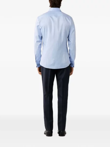 Gulerat cămașă Hackett London cu model herringbone albastru