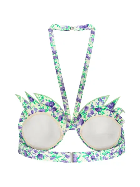 Top Rabanne cu model floral cu imagine cu gât halter verde