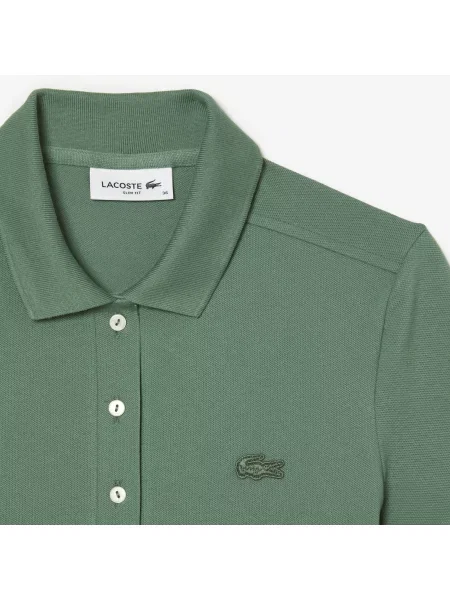 Lacoste Koszulka Polo Z Elastycznej Bawełny Slim Fit zielony