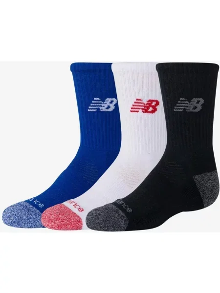Skarpety New Balance Active Crew czarne niebieskie junior 3 pary S białe