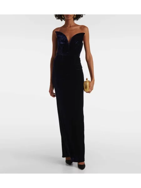 Suknele Roland Mouret velvetinis be petnešėlių mėlyna