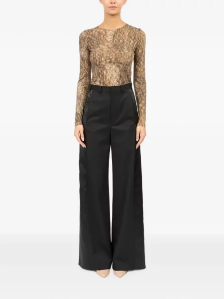 Сатенени панталони палацо Mm6 Maison Margiela черно