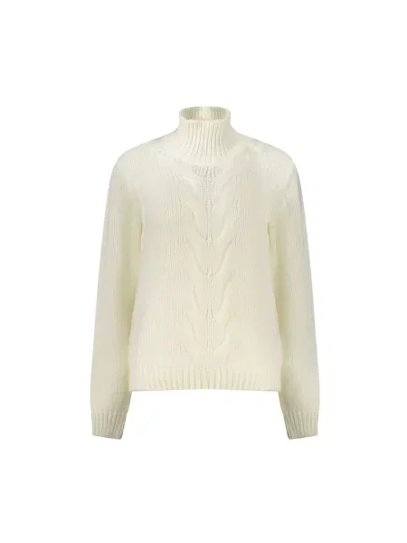 Sweter K-way z wysokim kołnierzem z długim rękawem biały