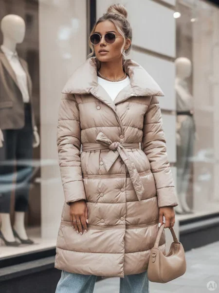Kurtka pikowana płaszcz LONDON PREMIUM kamelowa Dstreet