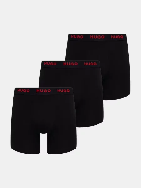 HUGO boxerky pánske s elastanom BOXERBR TRIPLET PACK čierna