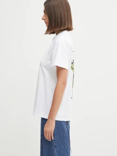 GANNI t-shirt Basic Jersey Collage Relaxed biały