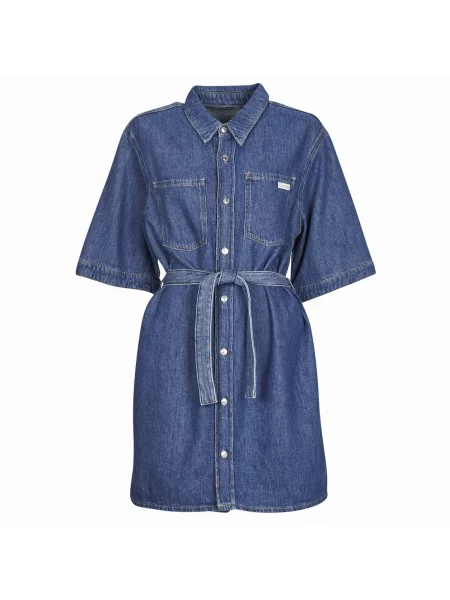 Lanena obleka denim obleka Calvin Klein Jeans