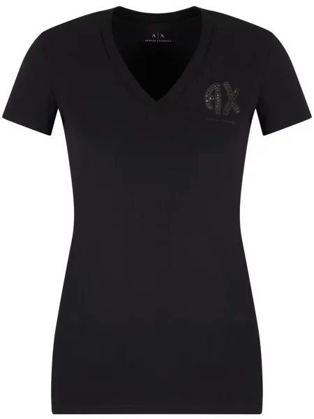 Tricou Armani Exchange cu autograf negru