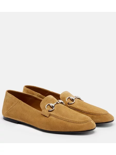 Pantofi loafer Gucci din piele de căprioară bej