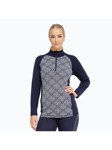 Bluză termoactivă pentru femei Dovre Wool Organic Half Zip navy marină