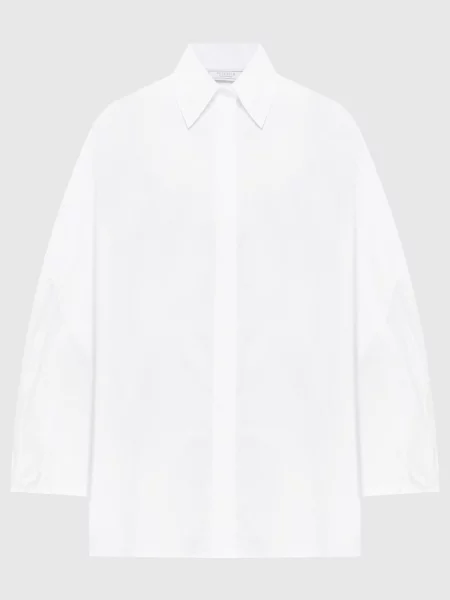 Блуза із шовком з кристалами Peserico біла