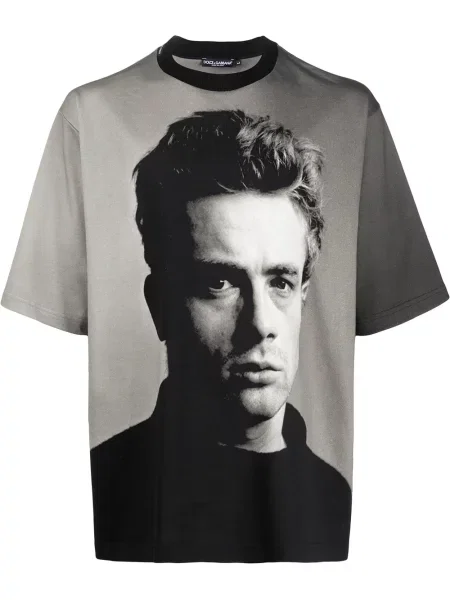 Tričko Dolce & Gabbana s potiskem šedé