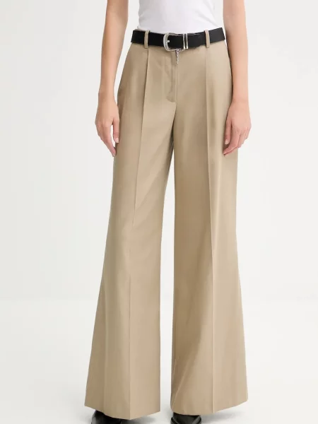 IRO pantaloni din lână lat high waist verde